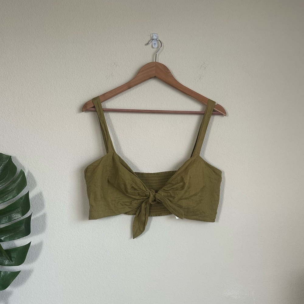 Anthropologie Maeve Linen Tie Crop Tank Top